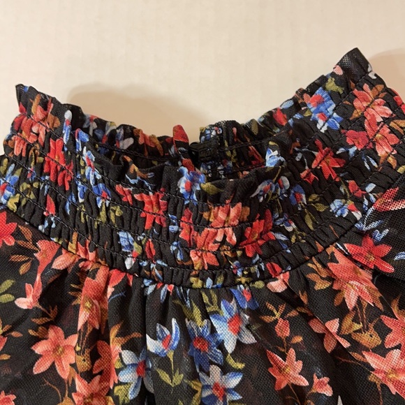 I.N. Smocked Neck Ditsy Floral Print Blouse Top - Picture 7 of 13